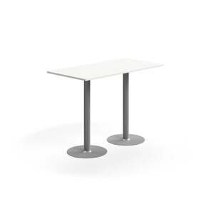 Barový stůl ALVA, 1400x700x1000 mm, vysokotlaký laminát, stříbrná/bílá