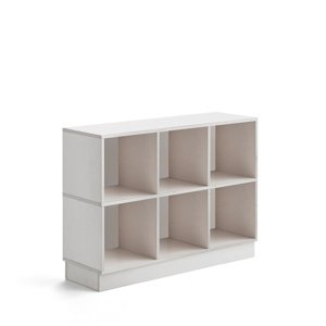 Regál RICO, 865x1200x375 mm, 6 přihrádek, sokl, bílá pigmentovaná