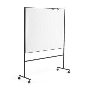 Mobilní bílá tabule EMMA, oboustranná, 1500x1200 mm, černý rám