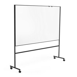 Mobilní bílá tabule EMMA, oboustranná, 2000x1200 mm, černý rám