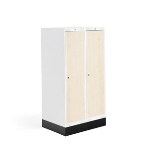 Šatní skříňka ROZ, 2 sekce, se soklem, 1510x800x550 mm, bříza