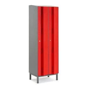 Šatní skříň Create Energy, 2 sekce, 1985x600x500mm, červené dveře, vč. noh