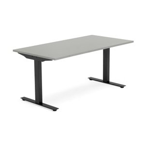 Psací stůl MODULUS, T-nohy, 1600x800 mm, černý rám, světle šedá