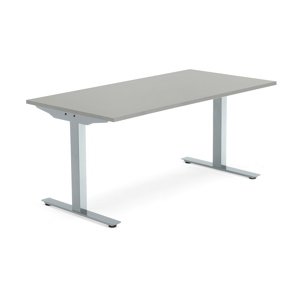 Psací stůl MODULUS, T-nohy, 1600x800 mm, stříbrný rám, světle šedá