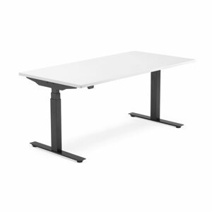 Výškově nastavitelný stůl Modulus, 1600x800 mm, černý rám, bílá