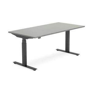 Výškově nastavitelný stůl MODULUS, 1600x800 mm, černý rám, světle šedá