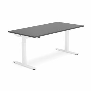 Výškově nastavitelný stůl Modulus, 1600x800 mm, bílý rám, černá