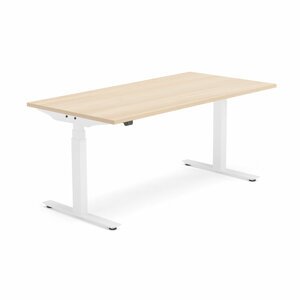Výškově nastavitelný stůl Modulus, 1600x800 mm, bílý rám, dub