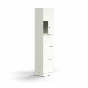 Skříň QBUS, 5 uzamykatelných boxů, sokl, 2020x400x420 mm, bílá
