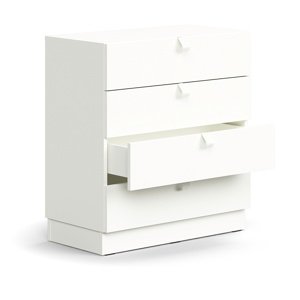 Skříňka se zásuvkami QBUS, 4 zásuvky, sokl, úchytky, 868x800x400 mm, bílá