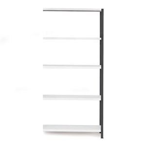 Kovový regál IDEAL, přídavný, 5 polic, 1970x1005x500 mm, tmavě/světle šedý