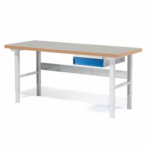 Dílenský stůl SOLID, 1500x800 mm, nosnost 750 kg, 1 zásuvka, vinyl