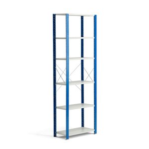 Kovový regál Mix, 2500x800x600 mm, modrý, šedé police