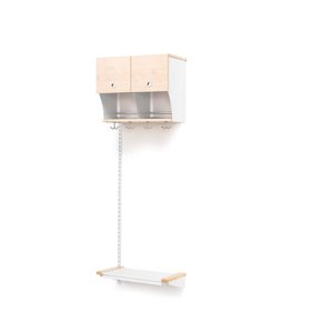 Šatní stěna JEPPE, přídavná sekce, 2 boxy, 1790x600x310 mm, bříza/bílá