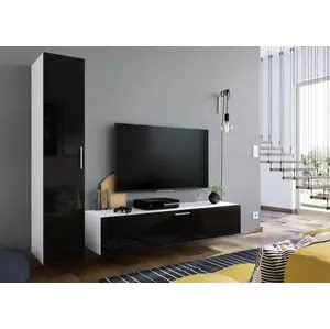 Casarredo Obývací stěna OREGANO bílá/černý lesk
