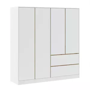 Casarredo Šatní skříň 4D2S BURELA bílá/dub artisan