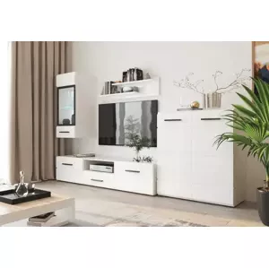 Casarredo Obývací sestava s LED ASTROS barva bílá/bílý lesk