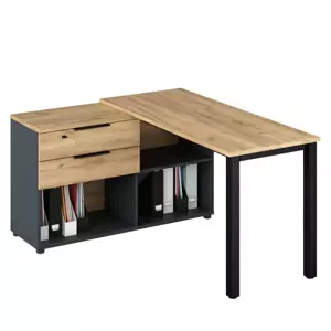 Tempo Kondela Rohový PC stůl KLAUDIUS TYP 8, grafit/dub artisan + kupón KONDELA10 na okamžitou slevu 3% (kupón uplatníte v košíku)