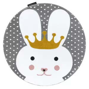 Dywany Łuszczów Dětský kusový koberec Petit Bunny grey 140x140 (průměr) kruh