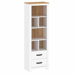 Tempo Kondela Otevřený regál LANZETTE R - bílá alba/dub craft zlatý + kupón KONDELA10 na okamžitou slevu 3% (kupón uplatníte v košíku)