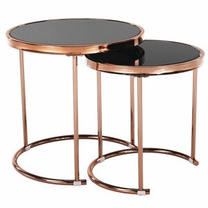 Tempo Kondela Set 2 konferenčních stolků MORINO - rose gold chrom růžová/černá + kupón KONDELA10 na okamžitou slevu 3% (kupón uplatníte v košíku)