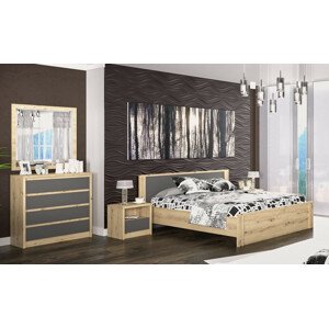 Casarredo Sestava do ložnice DOMINIKA dub artisan/šedý (postel 160, 2x NS, komoda 4S)