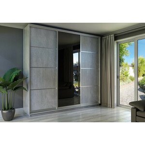 Casarredo Šatní skříň INDUSTRIAL 250 šedá/grafit zrcadlo