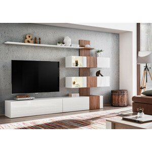 Casarredo Obývací stěna QUILL bílý lesk/dub sterling