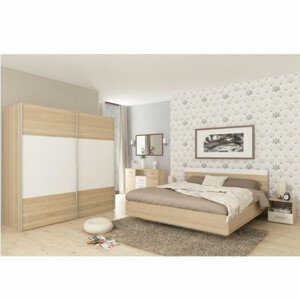Tempo Kondela Ložnicový komplet GABRIELA NEW – dub sonoma/bílá, 180x200 cm + kupón KONDELA10 na okamžitou slevu 3% (kupón uplatníte v košíku)