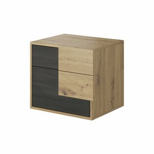 Tempo Kondela Noční stolek BAFRA - černá borovice norská/ dub artisan + kupón KONDELA10 na okamžitou slevu 3% (kupón uplatníte v košíku)