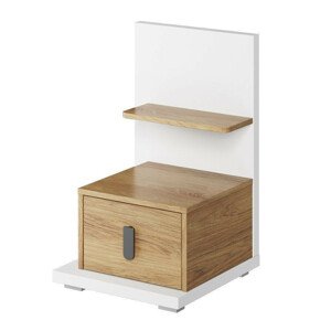 Casarredo Noční stolek levý SOMAS 08L 1S bílá/ořech natural