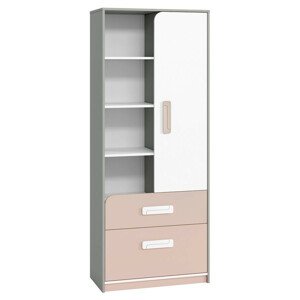 Casarredo Regál VILLOSA šedá/bílá/růžová