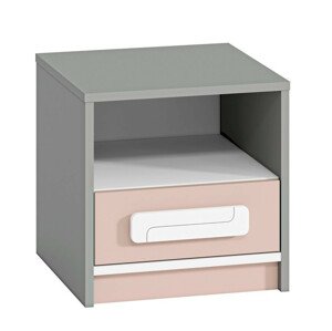 Casarredo Noční stolek VILLOSA šedá/bílá/růžová