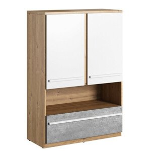 Casarredo Skříňka se zásuvkou FLAMY 04 2D1S dub nash/šedá/bílá
