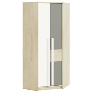 Casarredo Rohová šatní skříň REPENS buk fjord/bílá/šedá
