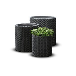 Keter Květináč S+M+L CYLINDER antracit
