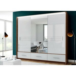Casarredo Šatní skříň AMSTERDAM 250L se zrcadlem bílá