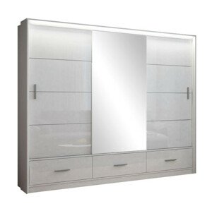 Casarredo Šatní skříň MARSYLIA 250 bílá s osvětlením