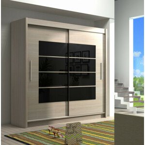 Casarredo Šatní skříň VANCOUVER sonoma černé sklo