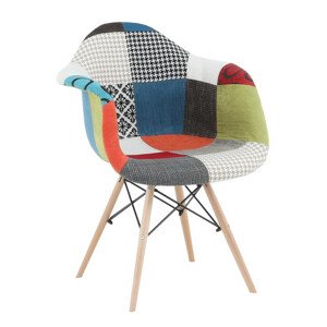 Tempo Kondela Křeslo TOBO 3 NEW - látka patchwork / buk + kupón KONDELA10 na okamžitou slevu 3% (kupón uplatníte v košíku)