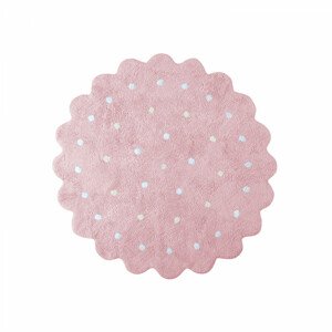 Lorena Canals Pro zvířata: Pratelný koberec Little Biscuit bílá, růžová 140x140 kytka