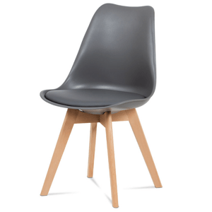 Jídelní židle Autronic CT-752 GREY – plast / PU kůže / masiv buk