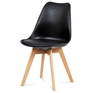 Jídelní židle Autronic CT-752 BK – plast / PU kůže / masiv buk