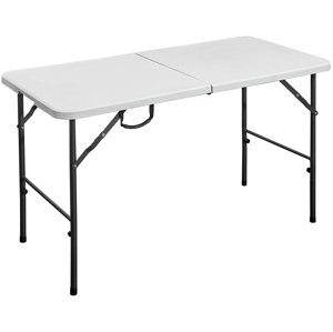 Zahradní skládací stůl RING — kov, plast, černá/bílá, 120x60x74 cm