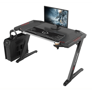Herní stůl ULTRADESK ROCKET BLACK – 128x68x78 cm, podsvícený, s XL podložkou pod myš