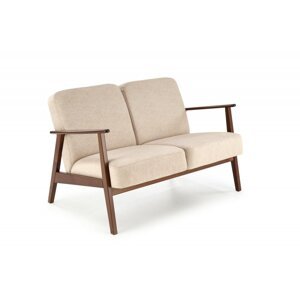 Designová pohovka MILANO I — masiv, látka, tmavý ořech / béžová