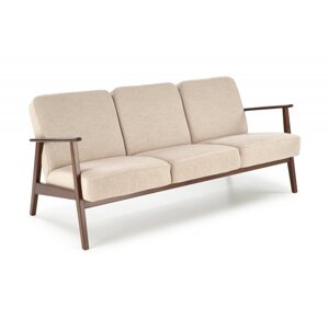 Designová pohovka MILANO II — masiv, látka, tmavý ořech / béžová