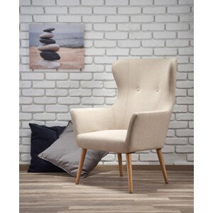 Relaxační křeslo ušák COTTO — masiv, látka béžová