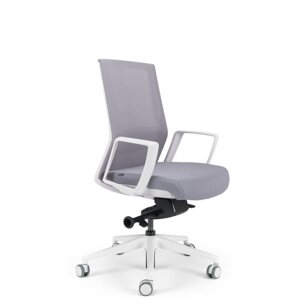 Kancelářská ergonomická židle BESTUHL S27 WHITE — šedá, snímatelný potah