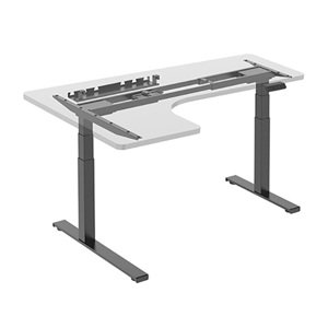 Rohovvý elektricky výškově nastavitelný rám stolu UPCORNER — organizér kabelů, nosnost 125 kg, více barev černá